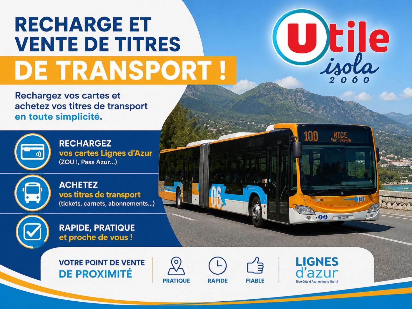 Tickets de bus Ligne d'Azur disponibles en caisse chez UTILE Isola 2000